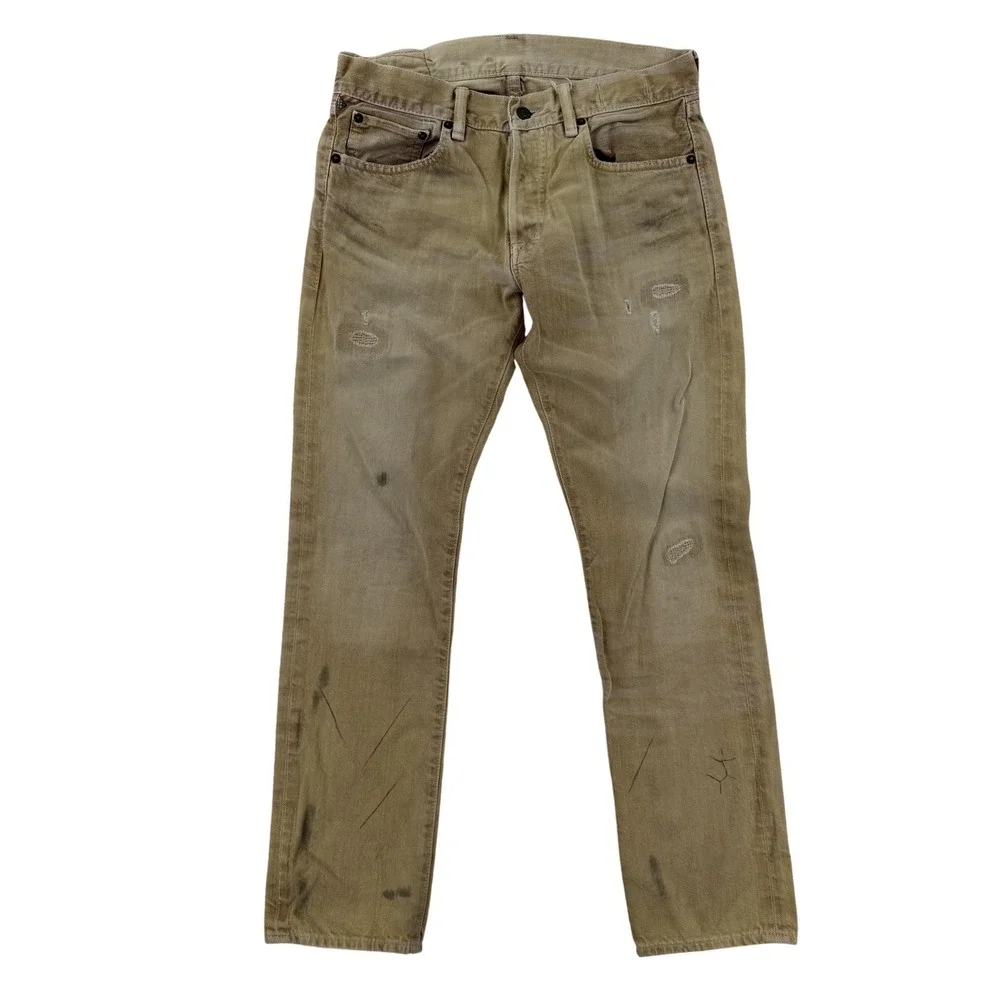 Denim & Supply Ralph Lauren Men's Slim Straight Jeans in Olive/Tan